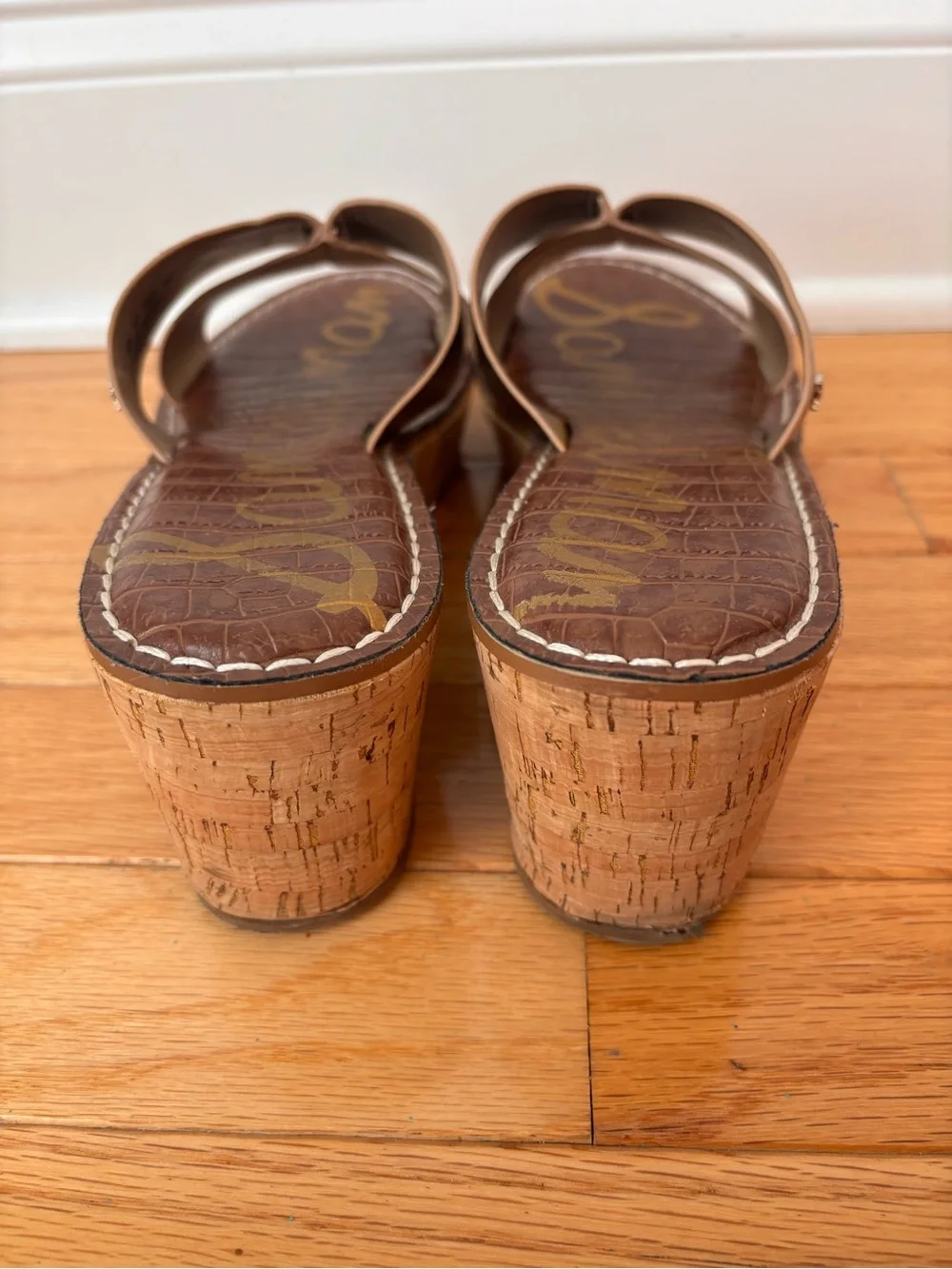 Sam Edelman Remini Wedge Sandals Gold Cork Platform Women’s Size 10